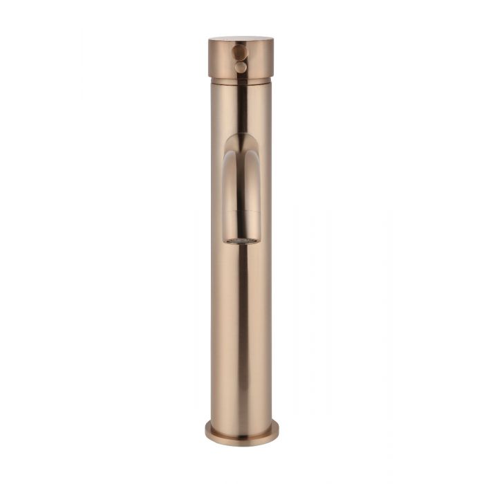 Meir Round Tall Basin Mixer Champagne Curved MB04-R3-CH