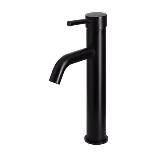 Meir Round Tall Basin Mixer Matte Black Curved MB04-R3
