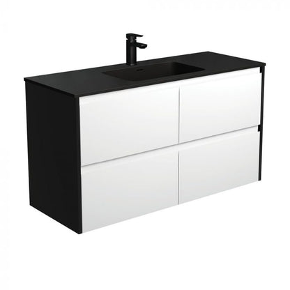 Fienza 1200mm Montana Amato Wall Hung Vanity - Satin Black Side Panels