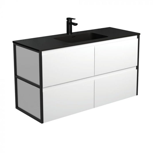 Fienza 1200mm Montana Amato Wall Hung Vanity - Matte Black Frames Side Panels