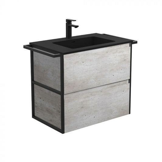 Fienza 750mm Montana Amato Twin Towel Rails Double Draw Wall Hung Vanity - Industrial
