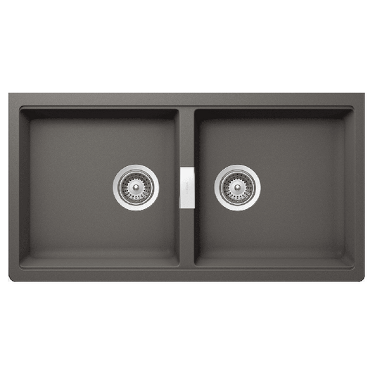 Abey 860 x 442 Schock Double Bowl Undermount Sink - Stone