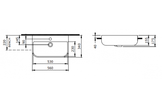 Narva 56 x 34 Semi-Recessed Basin