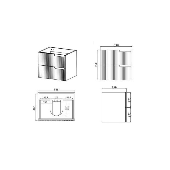 Otti 600mm Noosa CABINET ONLY Matte White
