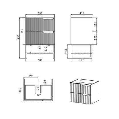 Otti 600mm Noosa CABINET ONLY Matte White