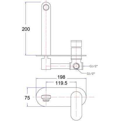 Acl Cora Wall Combination Mixer Chrome