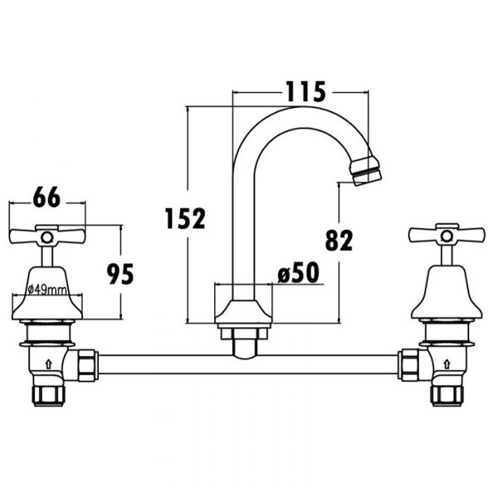 ACL Chrome Cross Handle Basin Set PENZ04