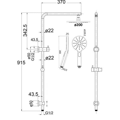 ACL Cora Round Multifunction Shower Set - Chrome