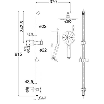 ACL Cora Round Multifunction Shower Set - Brushed Nickel