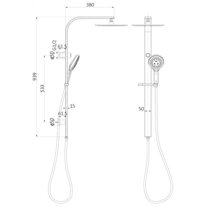 ACL Regal Multifunction Rail Shower Set - Matte Black