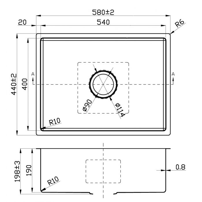 Acl Cora 580mm x 440mm Kitchen Sink