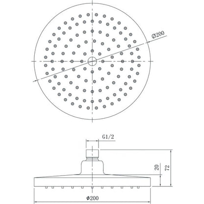 Acl 200mm Plastic Round Shower Head