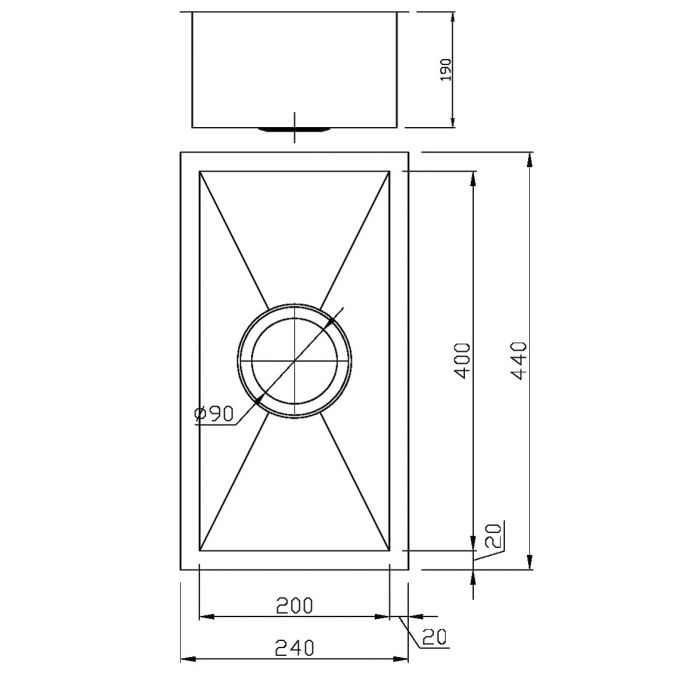 Acl Rosa 240mm x 440mm Kitchen Sink