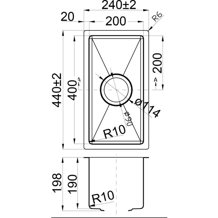 Acl Eden 240mm x 440mm Kitchen Sink