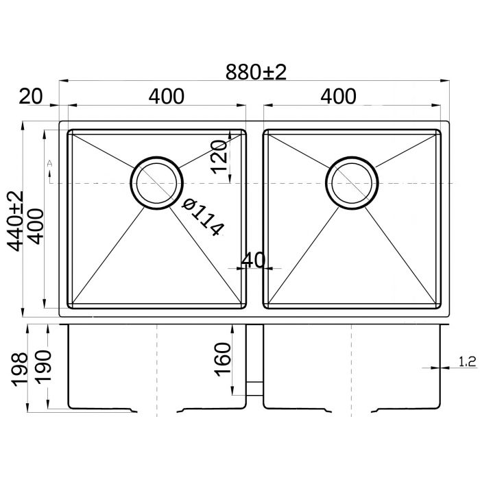 Acl Eden 880mm x 440mm Double Bowl Kitchen Sink