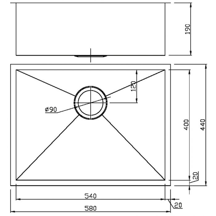 Acl Rosa 540mm x 440mm Kitchen Sink
