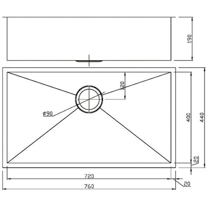 Acl Rosa 760mm x 440mm Kitchen Sink