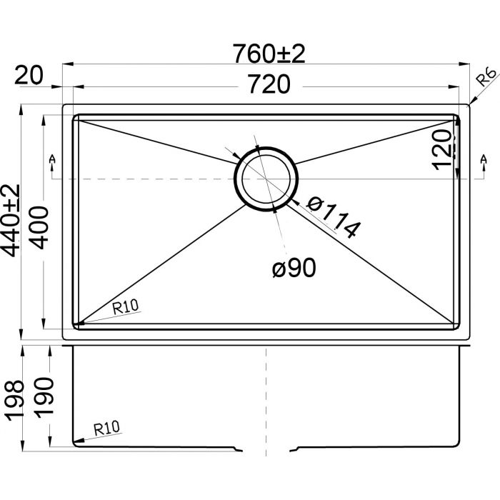 Acl Eden 760mm x 440mm Kitchen Sink
