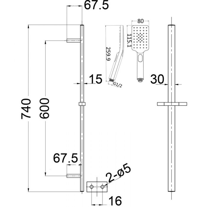 Acl Eden Shower and Rail Chrome