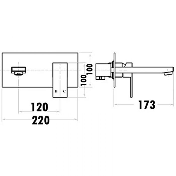 Acl Rosa Wall Combination Mixer Chrome