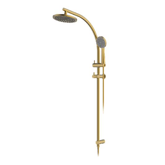Abey Gareth Ashton Curve Rail and Shower Two In One Shower System - Brushed Brass