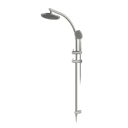 Abey Gareth Ashton Curve Rail and Shower Two In One Shower System - Brushed Nickel