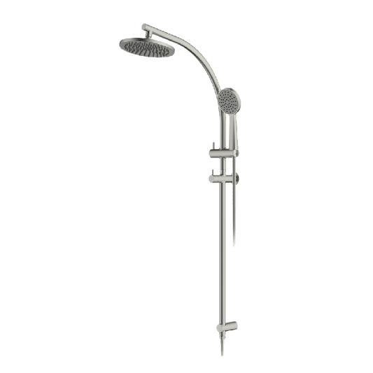 Abey Gareth Ashton Curve Rail and Shower Two In One Shower System - Brushed Nickel