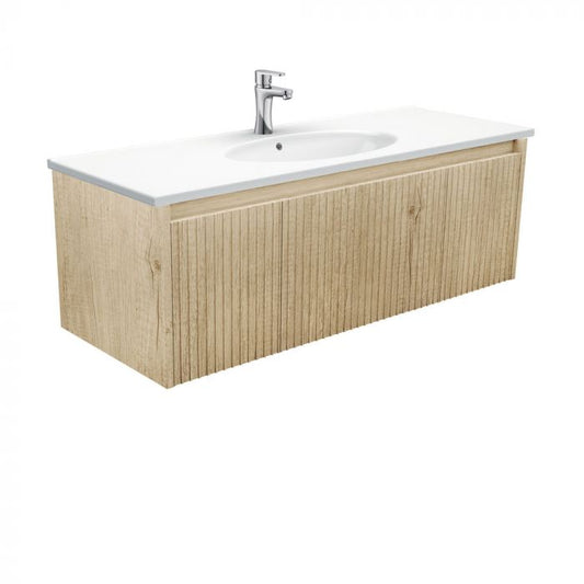 Fienza 1200mm Rotondo Top With Alina Cabinet Wall Hung - Scandia Oak