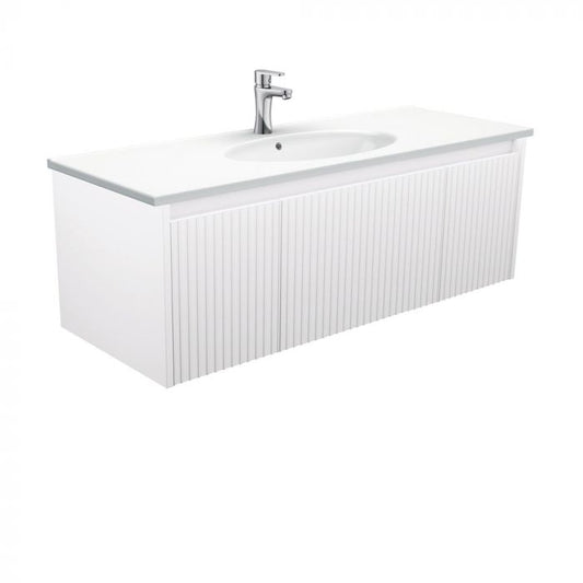 Fienza 1200mm Rotondo Top With Alina Cabinet Wall Hung - Satin White