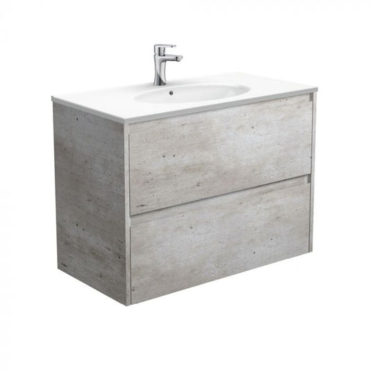 Fienza 900mm Rotondo Top With Amato Cabinet Wall Hung - Industrial