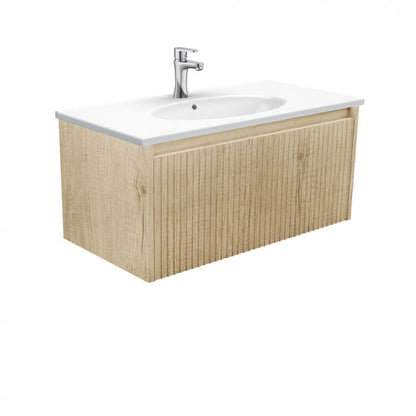 Fienza 900mm Rotondo Top With Alina Cabinet Wall Hung - Scandi Oak