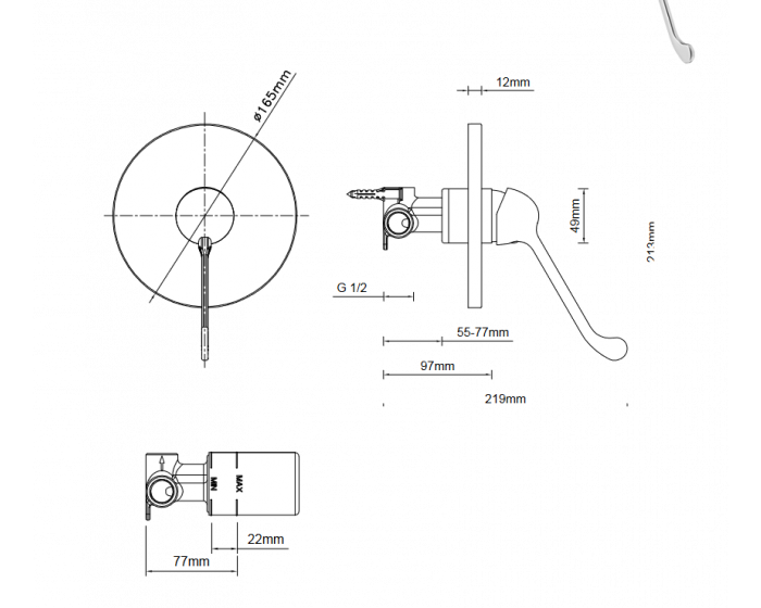 Abey Gareth Ashton MixMaster Disabled Shower Mixer 40mm