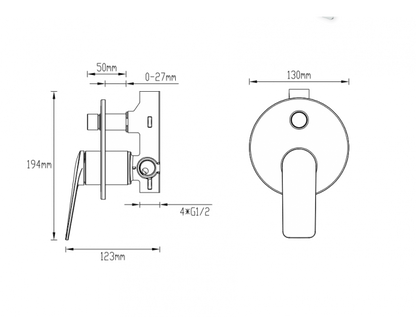 Abey Gareth Ashton Vela Shower Bath Mixer W/ Divertor - Chrome