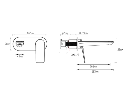 Abey Gareth Ashton Vela 165mm Wall Combination Mixer - Chrome