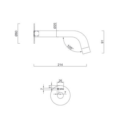 Abey Gareth Ashton 316SS Curved Wall Outlet Bath Basin