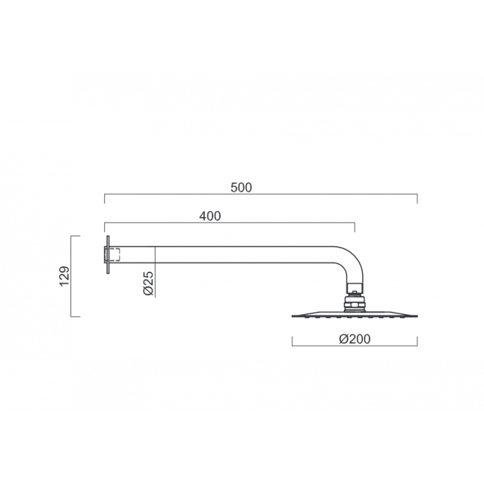 Abey Gareth Ashton 316SS Wall Ceiling Shower Arm and 200mm Rose