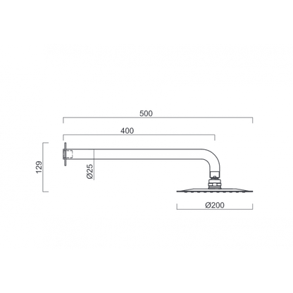 Abey Gareth Ashton 316SS Wall Ceiling Shower Arm and 200mm Rose