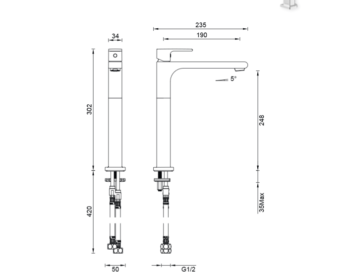 Abey Gareth Ashton Park Avenue High Basin Mixer - Chrome