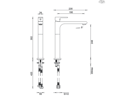 Abey Gareth Ashton Park Avenue High Basin Mixer - Gun Metal
