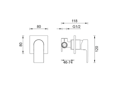 Abey Gareth Ashton Park Avenue Shower Bath Wall Mixer - Black