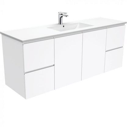 Fienza 1500mm Dolce Fingerpull Wall Hung Vanity - Gloss White