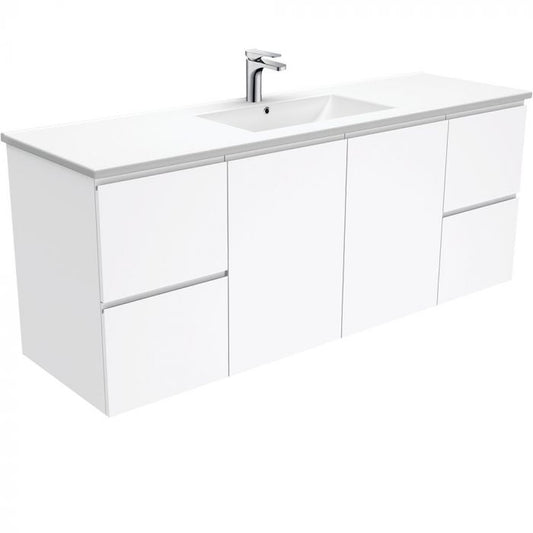 Fienza 1500mm Dolce Fingerpull Wall Hung Vanity - Gloss White