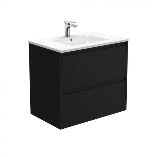 Fienza 750mm Dolce Amato Satin Black Wall Hung Vanity