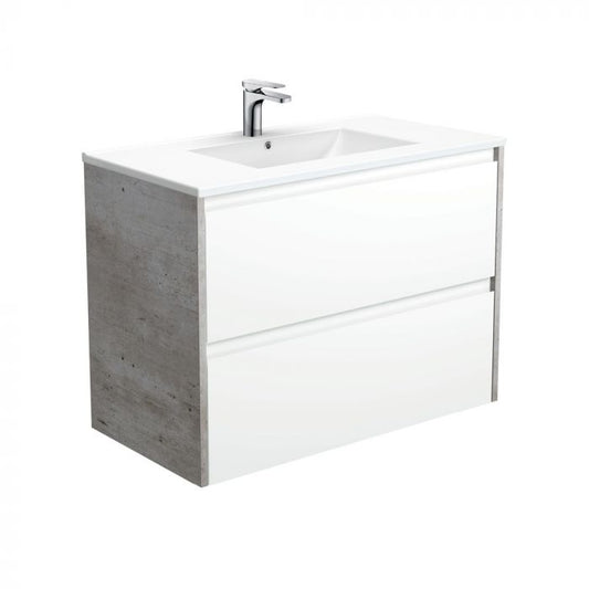 Fienza 900mm Dolce Amato Double Draw Wall Hung Vanity - Industrial Panels