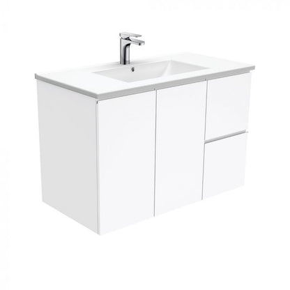 Fienza 900mm Dolce Fingerpull Wall Hung Vanity - Gloss White