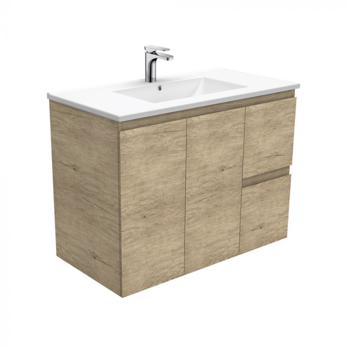 Fienza 900mm Dolce Edge Fingerpull Wall Hung Vanity - Scandi Oak