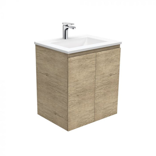 Fienza 600mm Vanessa Top With Edge Wall Hung Cabinet - Scandi Oak