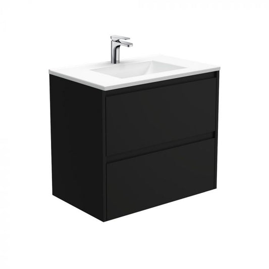 Fienza 750mm Vanessa Top With Amato Wall Hung Cabinet - Satin Black