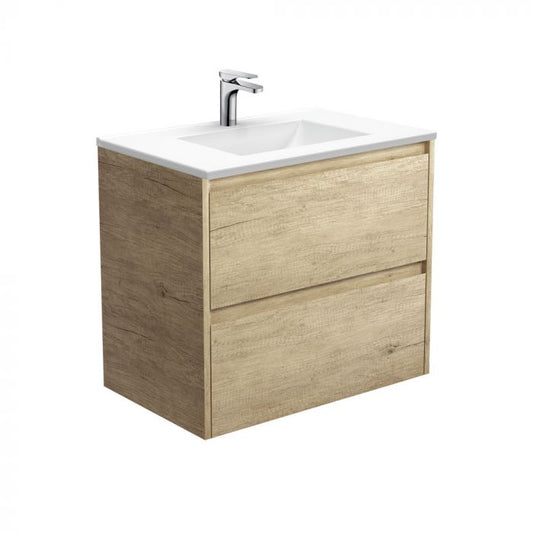 Fienza 750mm Vanessa Top With Amato Wall Hung Cabinet - Scandi Oak