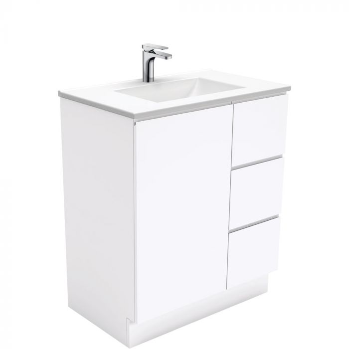 Fienza 750mm Vanessa Top With Fingerpull Cabinet Kickboard - Gloss White